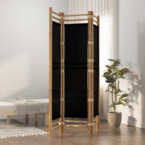 vidaXL Folding 3-Panel Room Divider 47.2" Bamboo and Canvas - WhatYouNeedSales