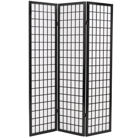 vidaXL Folding 3-Panel Room Divider Japanese Style 47.2"x66.9" Black - WhatYouNeedSales