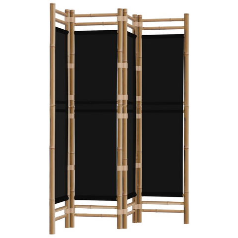 vidaXL Folding 4-Panel Room Divider 63" Bamboo and Canvas - WhatYouNeedSales