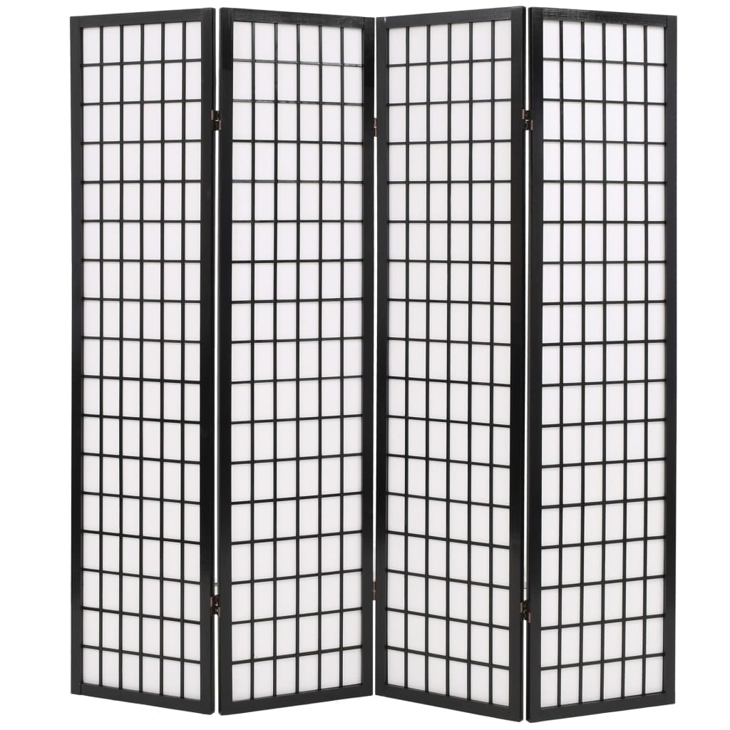 vidaXL Folding 4-Panel Room Divider Japanese Style 63"x66.9" Black - WhatYouNeedSales