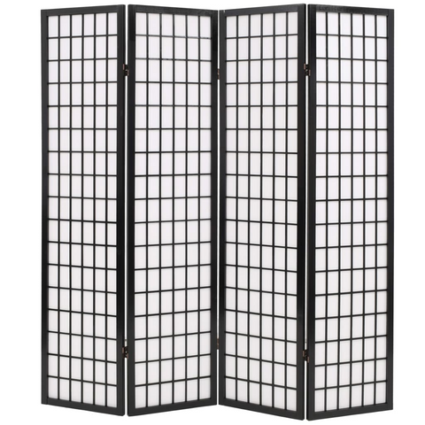 vidaXL Folding 4-Panel Room Divider Japanese Style 63"x66.9" Black - WhatYouNeedSales