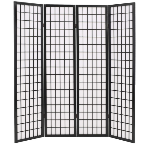 vidaXL Folding 4-Panel Room Divider Japanese Style 63"x66.9" Black - WhatYouNeedSales