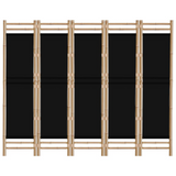 vidaXL Folding 5-Panel Room Divider 78.7" Bamboo and Canvas - WhatYouNeedSales