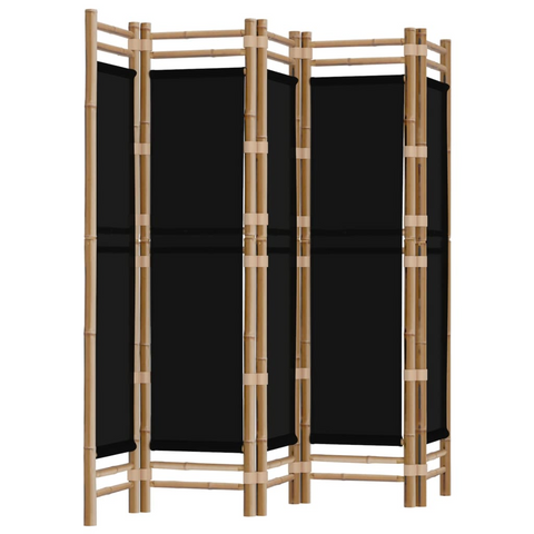 vidaXL Folding 5-Panel Room Divider 78.7" Bamboo and Canvas - WhatYouNeedSales