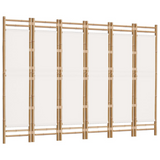 vidaXL Folding 6-Panel Room Divider 94.5" Bamboo and Canvas - WhatYouNeedSales