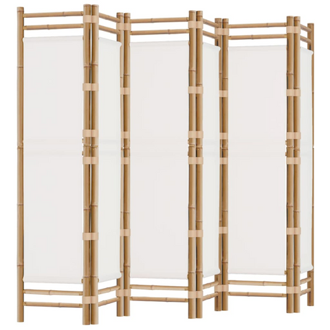 vidaXL Folding 6-Panel Room Divider 94.5" Bamboo and Canvas - WhatYouNeedSales