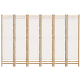 vidaXL Folding 6-Panel Room Divider 94.5" Bamboo and Canvas - WhatYouNeedSales