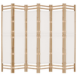 vidaXL Folding 6-Panel Room Divider 94.5" Bamboo and Canvas - WhatYouNeedSales