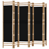 vidaXL Folding 6-Panel Room Divider 94.5" Bamboo and Canvas - WhatYouNeedSales