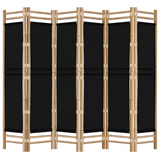 vidaXL Folding 6-Panel Room Divider 94.5" Bamboo and Canvas - WhatYouNeedSales