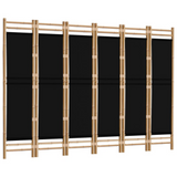 vidaXL Folding 6-Panel Room Divider 94.5" Bamboo and Canvas - WhatYouNeedSales