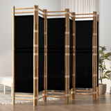 vidaXL Folding 6-Panel Room Divider 94.5" Bamboo and Canvas - WhatYouNeedSales