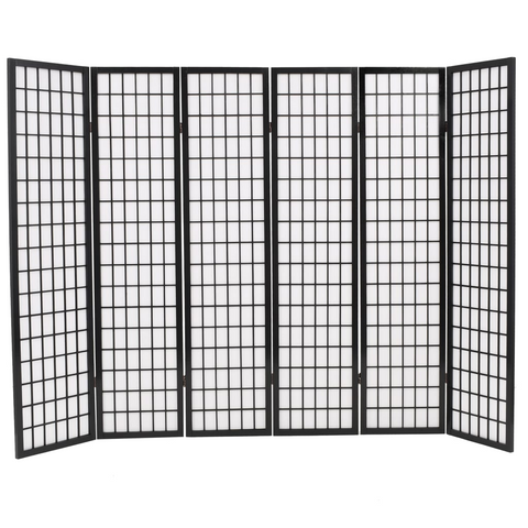 vidaXL Folding 6-Panel Room Divider Japanese Style 94.5"x66.9" Black - WhatYouNeedSales