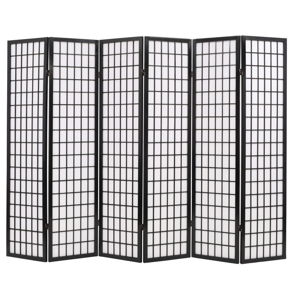 vidaXL Folding 6-Panel Room Divider Japanese Style 94.5"x66.9" Black - WhatYouNeedSales