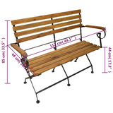 vidaXL Folding Patio Bench 44.1" Solid Wood Acacia - WhatYouNeedSales