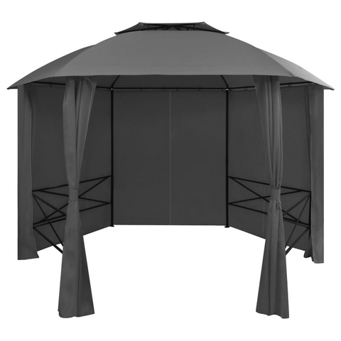 vidaXL Garden Marquee Pavilion Tent with Curtains Hexagonal