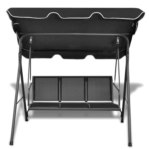 vidaXL Garden Swing Bench with Canopy Black - Black