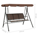 vidaXL Garden Swing Bench with Canopy Coffee - Outdoor