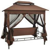 vidaXL Gazebo Convertible Swing Bench Coffee - Spacious