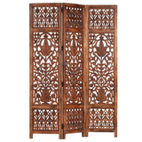 vidaXL Hand Carved 3-Panel Room Divider Brown 47.2"x65" Solid Mango Wood - WhatYouNeedSales