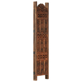 vidaXL Hand carved 3-Panel Room Divider Brown 47.2"x65" Solid Mango Wood - WhatYouNeedSales