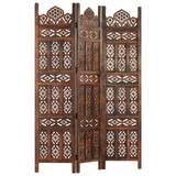 vidaXL Hand carved 3-Panel Room Divider Brown 47.2"x65" Solid Mango Wood - WhatYouNeedSales