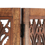 vidaXL Hand Carved 3-Panel Room Divider Brown 47.2"x65" Solid Mango Wood - WhatYouNeedSales