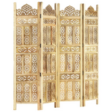 vidaXL Hand carved 4-Panel Room Divider 63"x65" Solid Mango Wood - WhatYouNeedSales