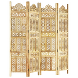 vidaXL Hand carved 4-Panel Room Divider 63"x65" Solid Mango Wood - WhatYouNeedSales