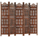 vidaXL Hand carved 5-Panel Room Divider Brown 78.7"x65" Solid Mango Wood - WhatYouNeedSales