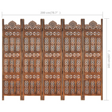 vidaXL Hand carved 5-Panel Room Divider Brown 78.7"x65" Solid Mango Wood - WhatYouNeedSales