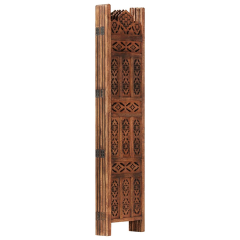 vidaXL Hand carved 5-Panel Room Divider Brown 78.7"x65" Solid Mango Wood - WhatYouNeedSales