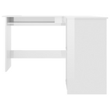 vidaXL L-Shaped Corner Desk High Gloss White 47.2" x 55.1" x 29.5" Engineered Wood - WhatYouNeedSales