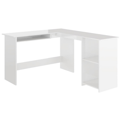 vidaXL L-Shaped Corner Desk High Gloss White 47.2" x 55.1" x 29.5" Engineered Wood - WhatYouNeedSales