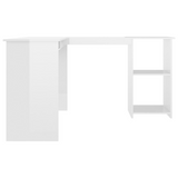 vidaXL L-Shaped Corner Desk High Gloss White 47.2" x 55.1" x 29.5" Engineered Wood - WhatYouNeedSales