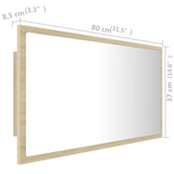 vidaXL LED Bathroom Mirror Sonoma Oak 31.5"x3.3"x14.6" Acrylic - WhatYouNeedSales