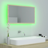 vidaXL LED Bathroom Mirror Sonoma Oak 31.5"x3.3"x14.6" Acrylic - WhatYouNeedSales