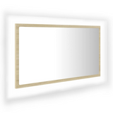 vidaXL LED Bathroom Mirror Sonoma Oak 31.5"x3.3"x14.6" Acrylic - WhatYouNeedSales