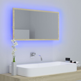 vidaXL LED Bathroom Mirror Sonoma Oak 31.5"x3.3"x14.6" Acrylic - WhatYouNeedSales