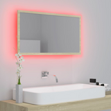 vidaXL LED Bathroom Mirror Sonoma Oak 31.5"x3.3"x14.6" Acrylic - WhatYouNeedSales