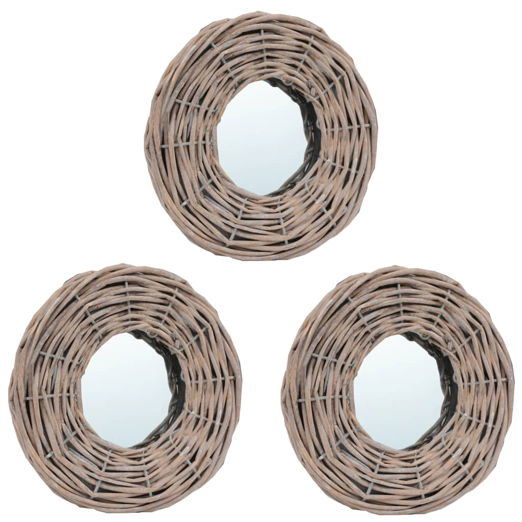 vidaXL Mirrors 3 pcs 5.9" Wicker - WhatYouNeedSales