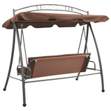 vidaXL Outdoor Convertible Swing Bench with Canopy Coffee