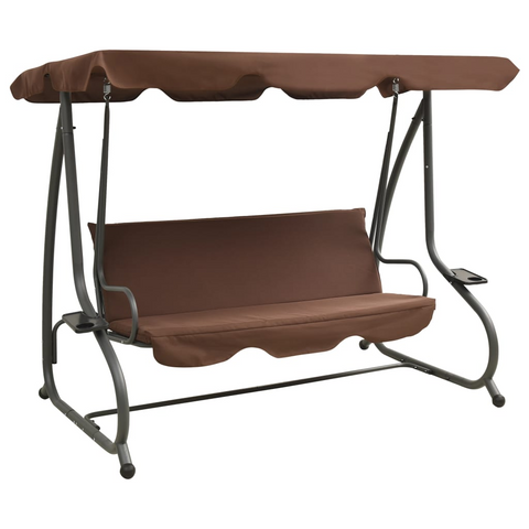 vidaXL Outdoor Swing Bench with Canopy - Coffee | Relaxing