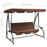 vidaXL Outdoor Swing Bench with Canopy - Coffee | Relaxing