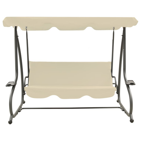 vidaXL Outdoor Swing Bench with Canopy Sand White - White