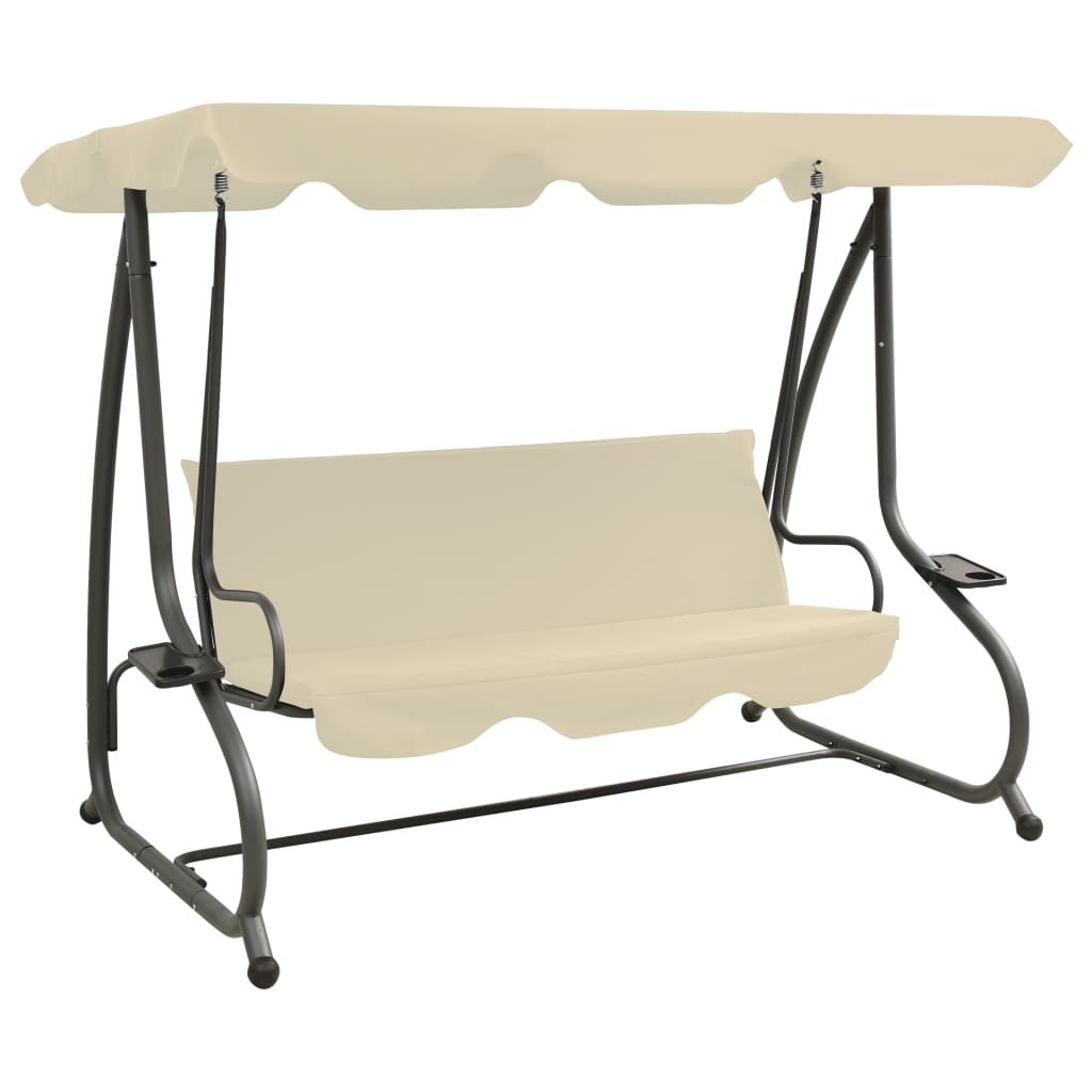 vidaXL Outdoor Swing Bench with Canopy Sand White - White