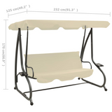 vidaXL Outdoor Swing Bench with Canopy Sand White - White