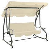 vidaXL Outdoor Swing Bench with Canopy Sand White - White