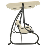 vidaXL Outdoor Swing Bench with Canopy Sand White - White