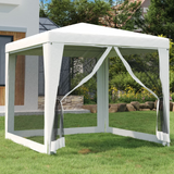 vidaXL Party Tent with 4 Mesh Sidewalls 8.2’x8.2’ White